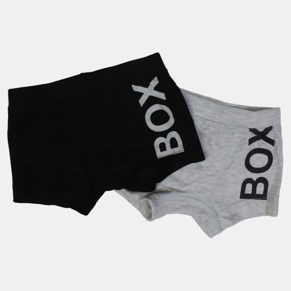 Boxers en Coton pour Garçons – Noir & Gris (Lot de 2)