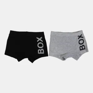 Boxers en Coton pour Garçons – Noir & Gris (Lot de 2)