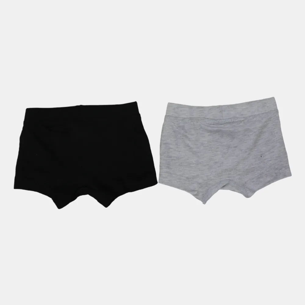 Boxers en Coton pour Garçons – Noir & Gris (Lot de 2)