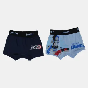 Boxers en Coton pour Garçons – Marine & Bleu Clair (Lot de 2, Design Captain America)