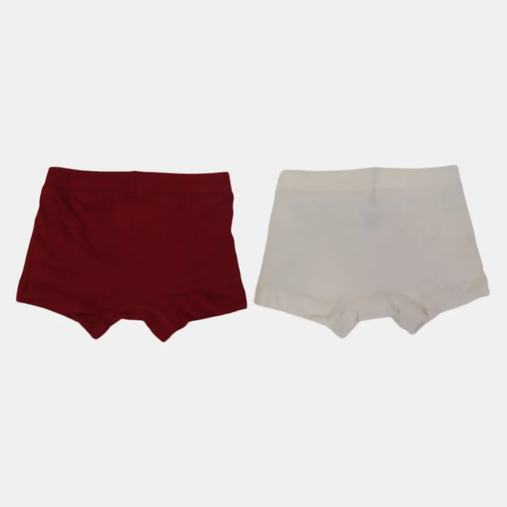 Boxers en Coton pour Garçons – Rouge & Beige (Lot de 2)