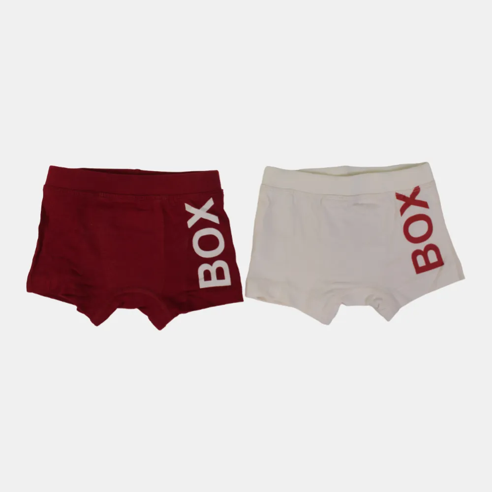 Boxers en Coton pour Garçons – Rouge & Beige (Lot de 2)