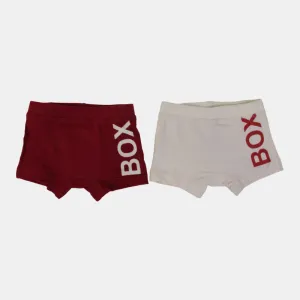 Boxers en Coton pour Garçons – Rouge & Beige (Lot de 2)