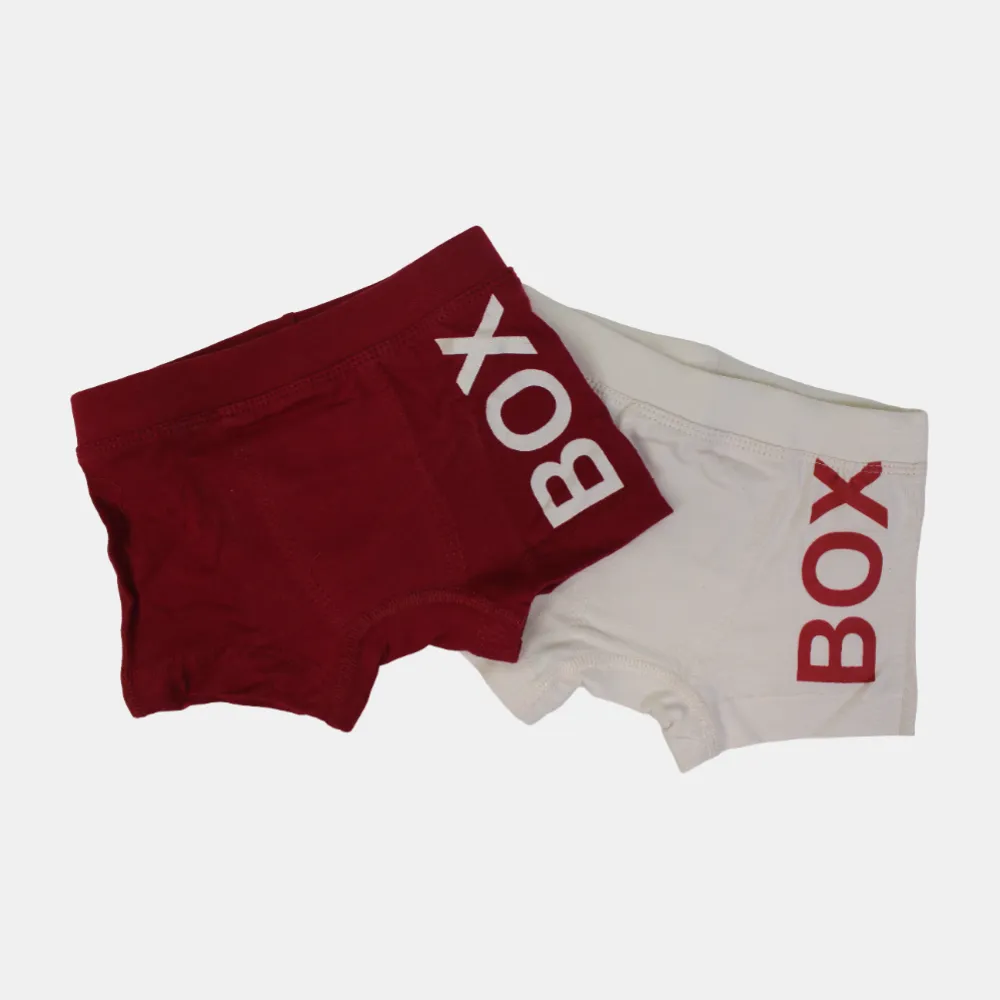 Boxers en Coton pour Garçons – Rouge & Beige (Lot de 2)