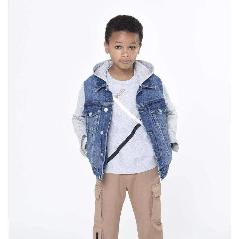 T-shirt en coton à manches courtes gris pour garçons