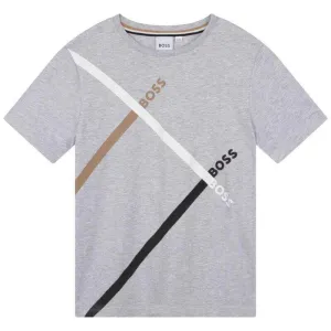 T-shirt en coton à manches courtes gris pour garçons