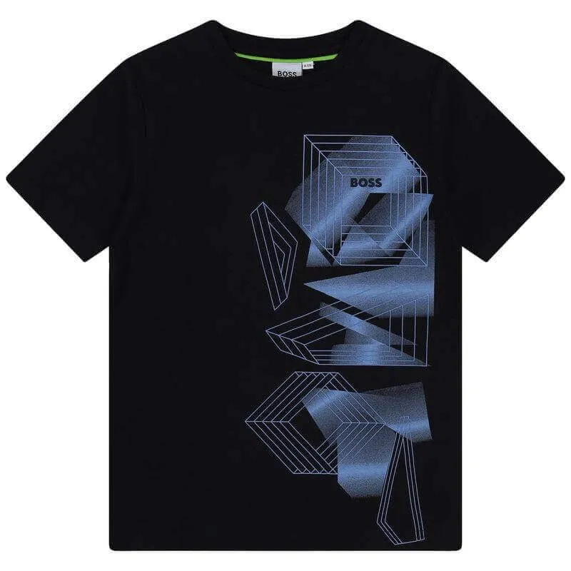 T-shirt en coton géométrique marine pour garçons