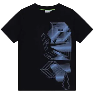 T-shirt en coton géométrique marine pour garçons