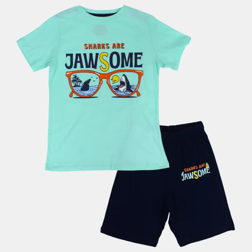 Pyjama en coton pour garçons – Aqua
