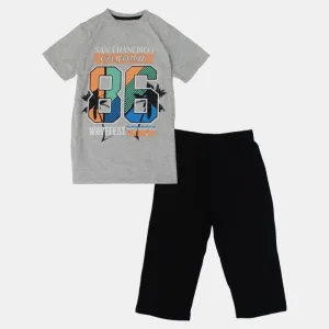 Pyjama en Coton pour Garçons – Gris avec Imprimé Ludique