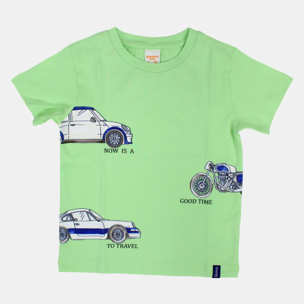 T-shirt en coton à manches courtes pour garçons avec motif de voitures