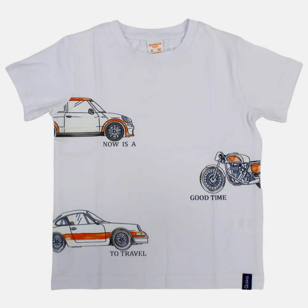 T-shirt en coton à manches courtes pour garçons avec motif de voitures