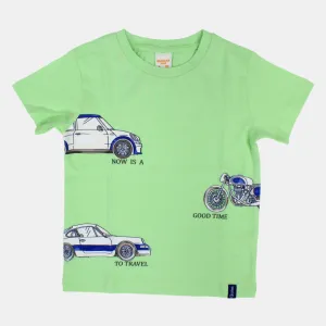T-shirt en coton à manches courtes pour garçons avec motif de voitures