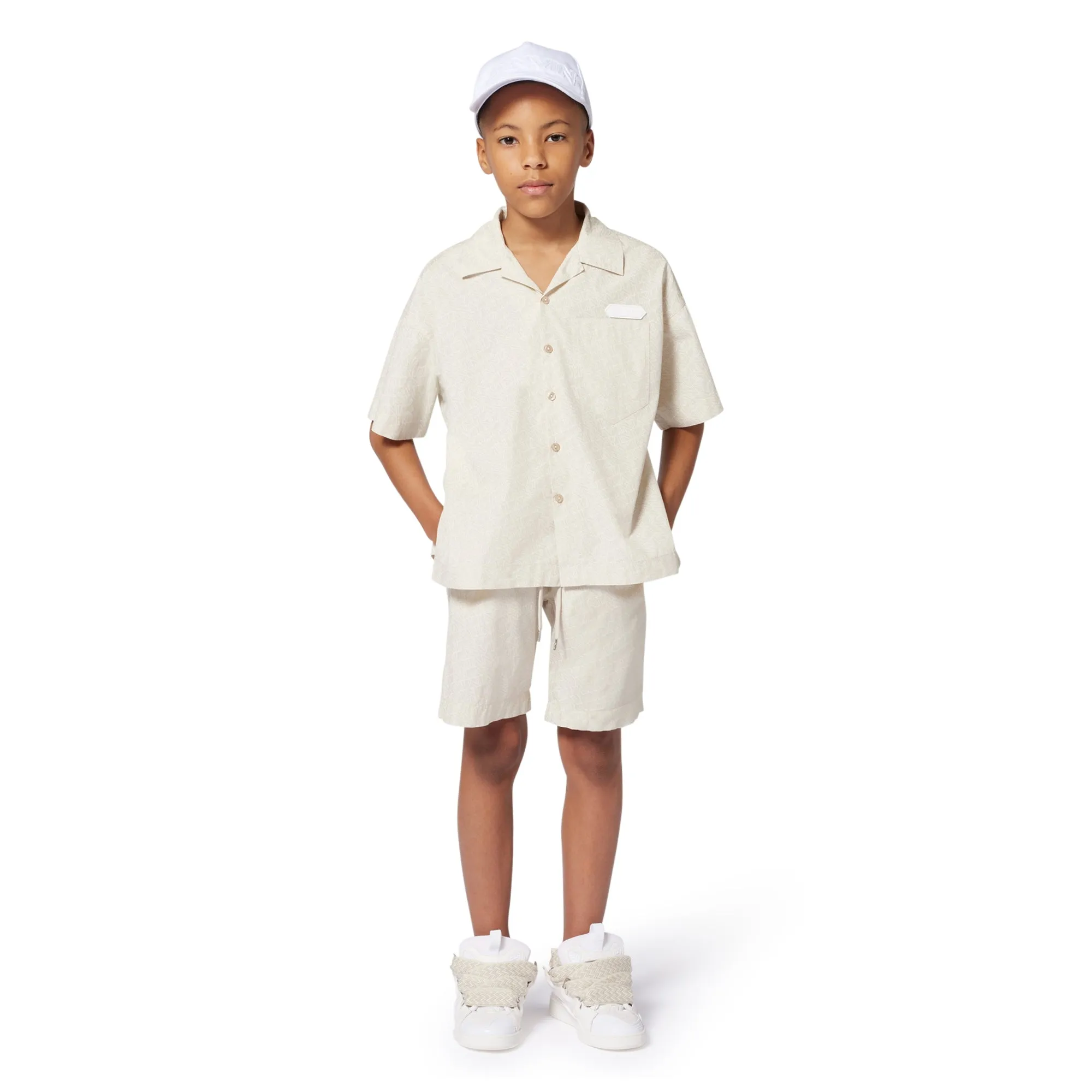 Short à logo crème pour garçons