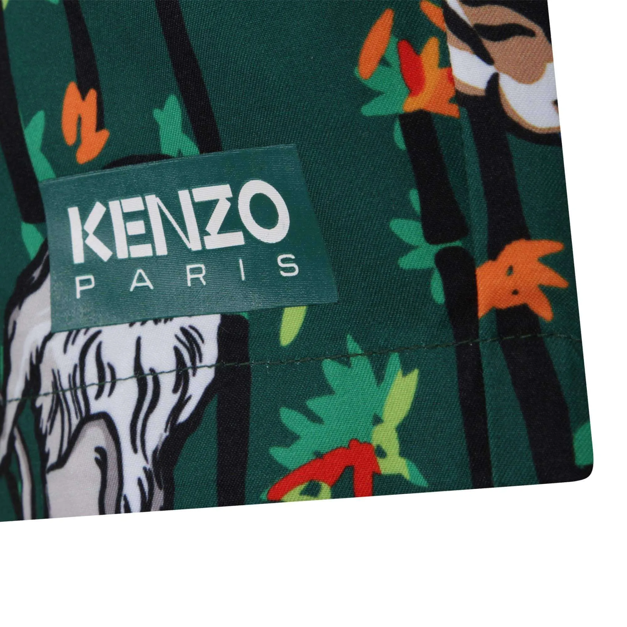 Short de bain pour garçons en bambou vert avec motif tigre