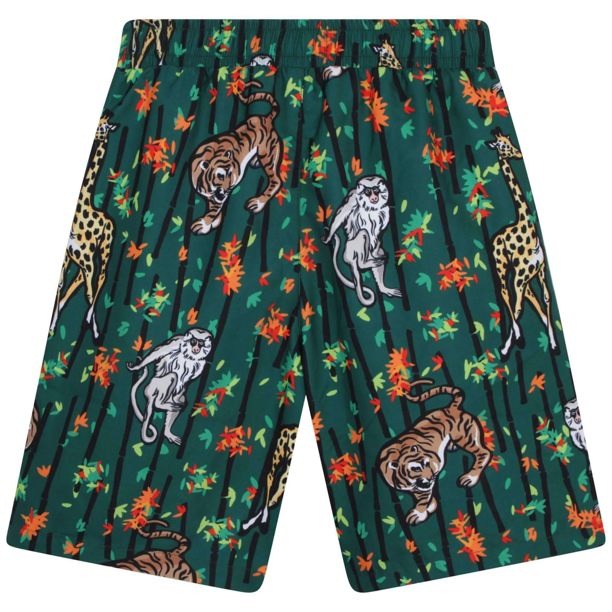 Short de bain pour garçons en bambou vert avec motif tigre