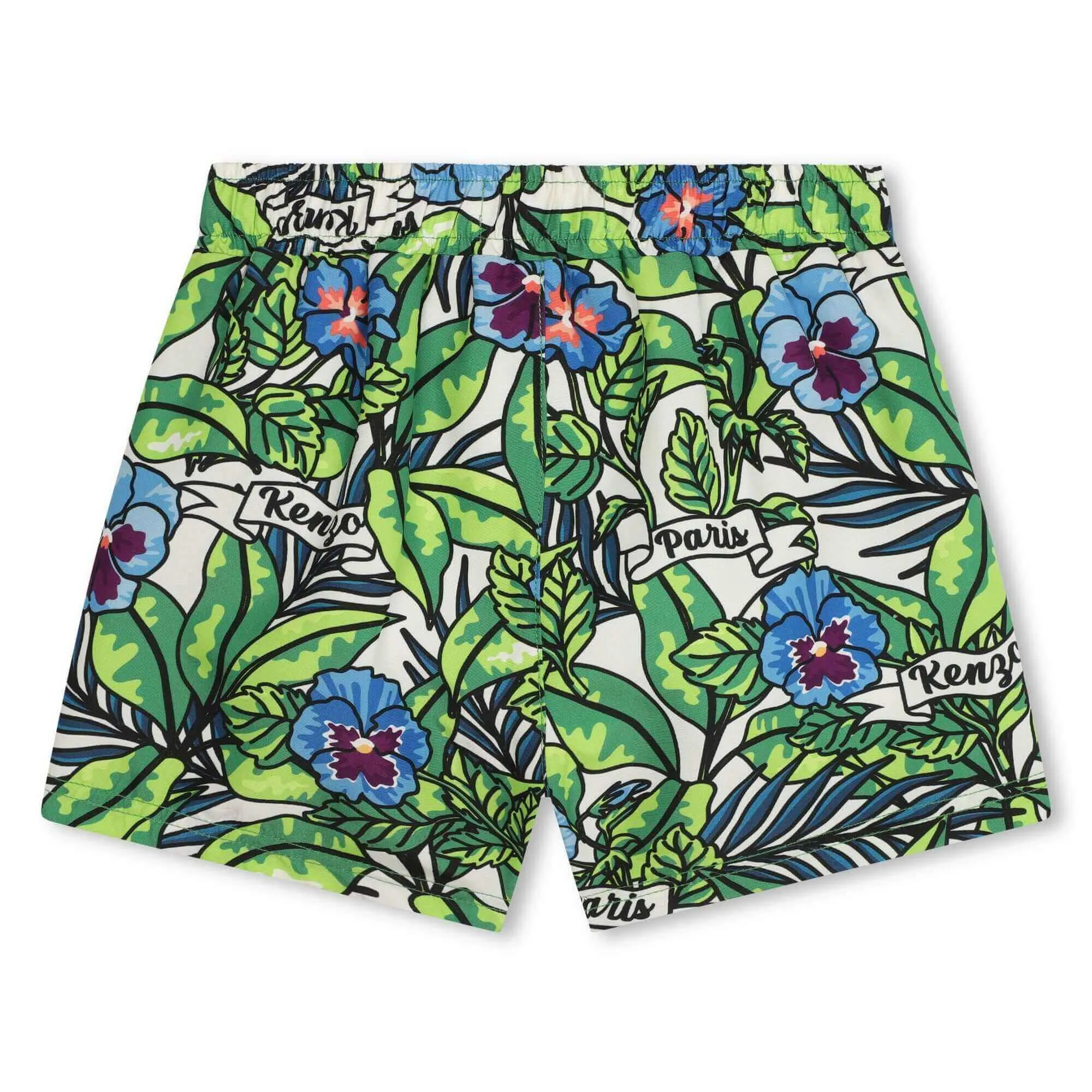 Short de bain fleuri vert pour garçons