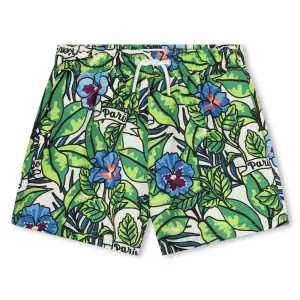 Short de bain fleuri vert pour garçons