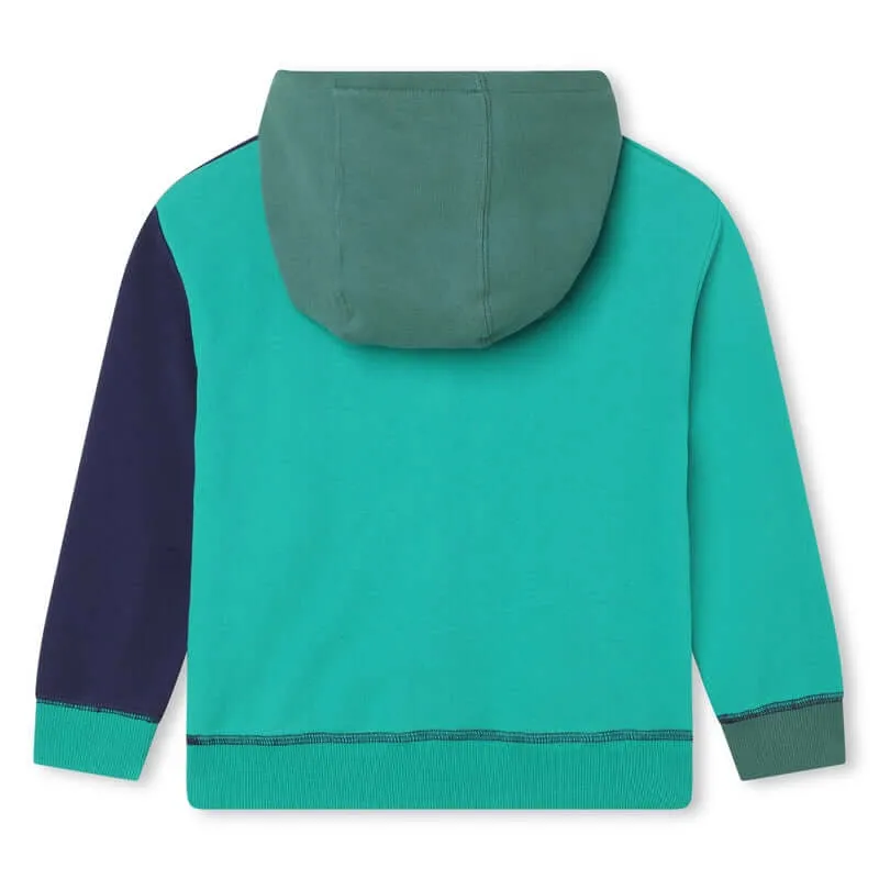 Sweat à capuche avec bloc de couleur vert pour garçons