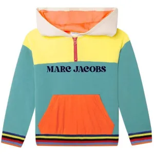 Pull à capuche vert bloc pour garçons