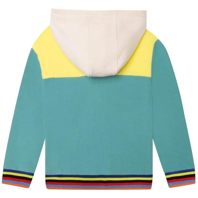 Pull à capuche vert bloc pour garçons