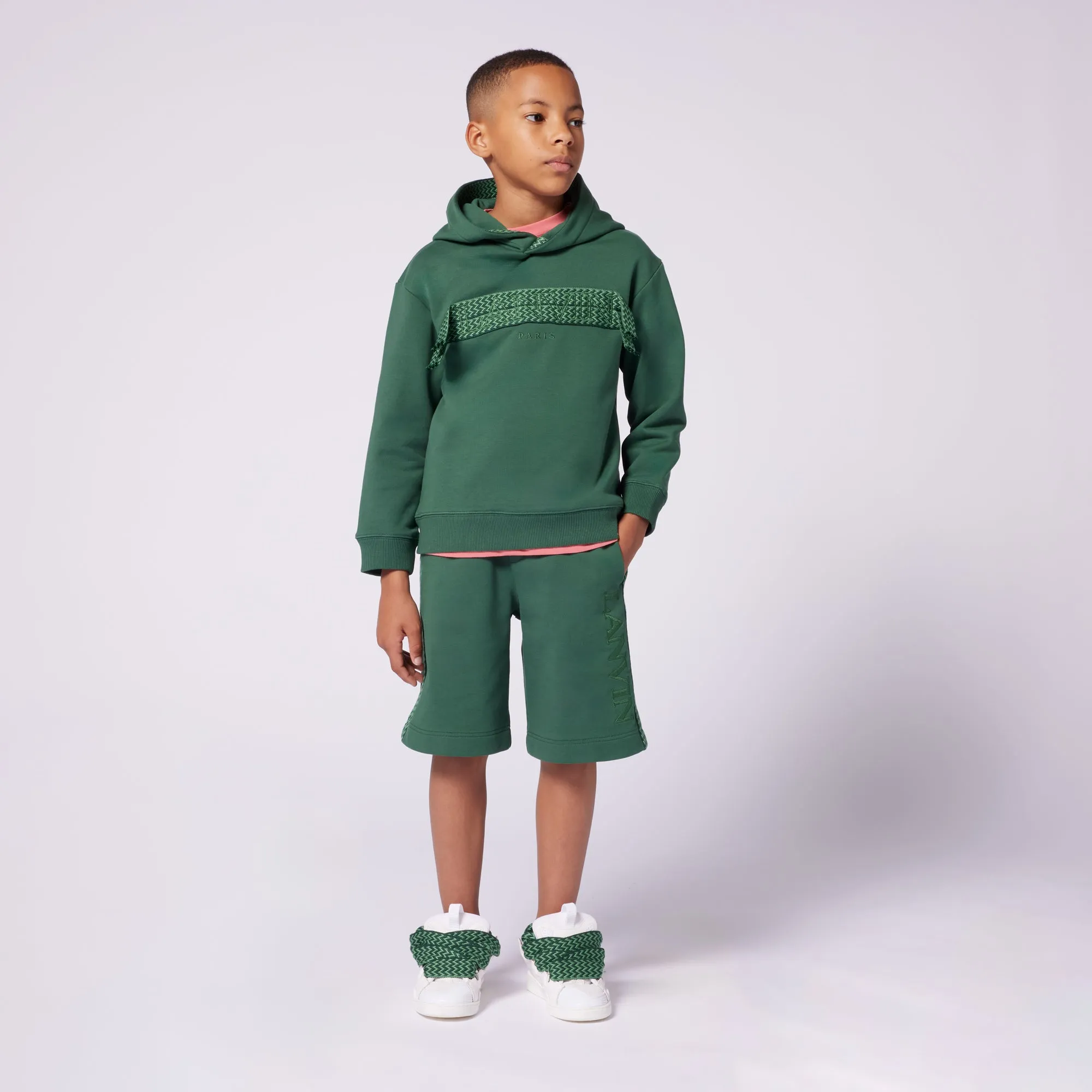 Sweat à capuche vert pour garçons avec logo