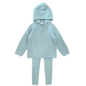 Ensemble à capuche tricoté vert pour garçons