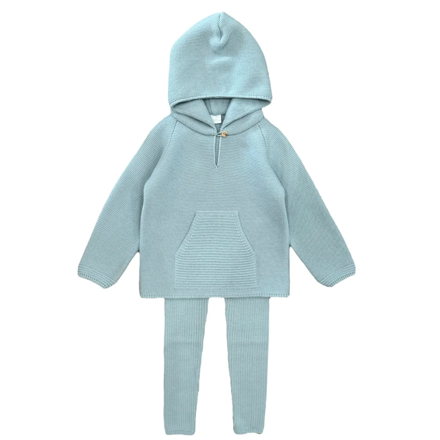 Ensemble à capuche tricoté vert pour garçons