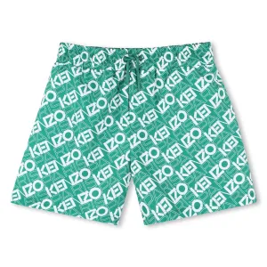 Short de bain vert avec logo pour garçons