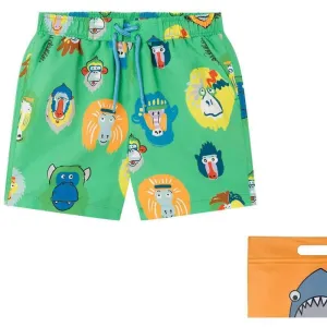 Short de bain imprimé singe vert pour garçons