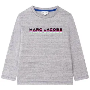 T-shirt à manches longues avec logo 3D gris pour garçons