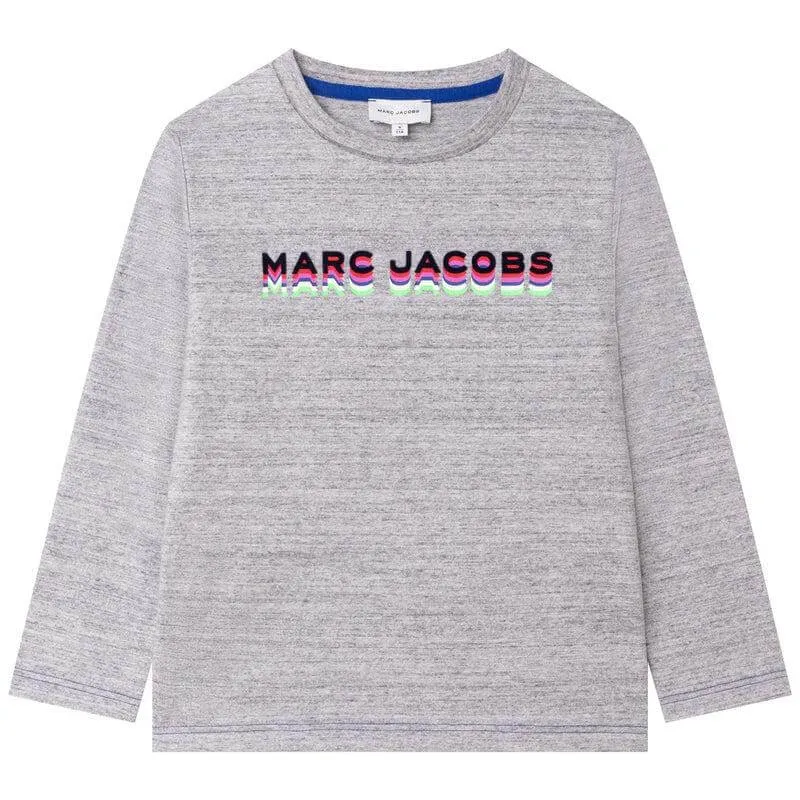 T-shirt à manches longues avec logo 3D gris pour garçons
