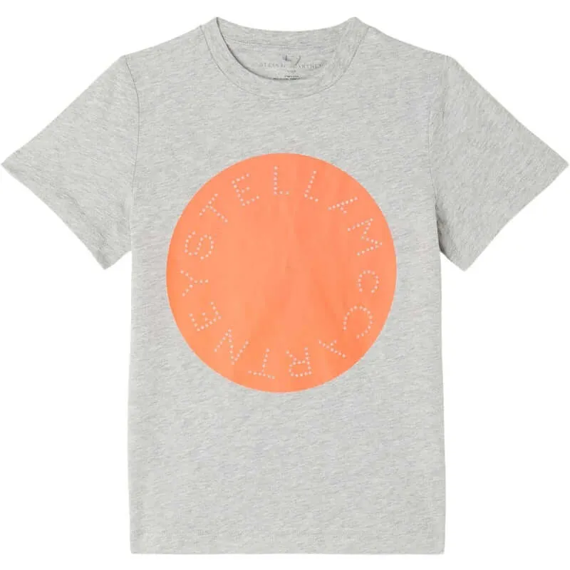 T-shirt pour garçons en coton gris et orange avec logo