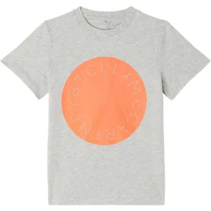 T-shirt pour garçons en coton gris et orange avec logo