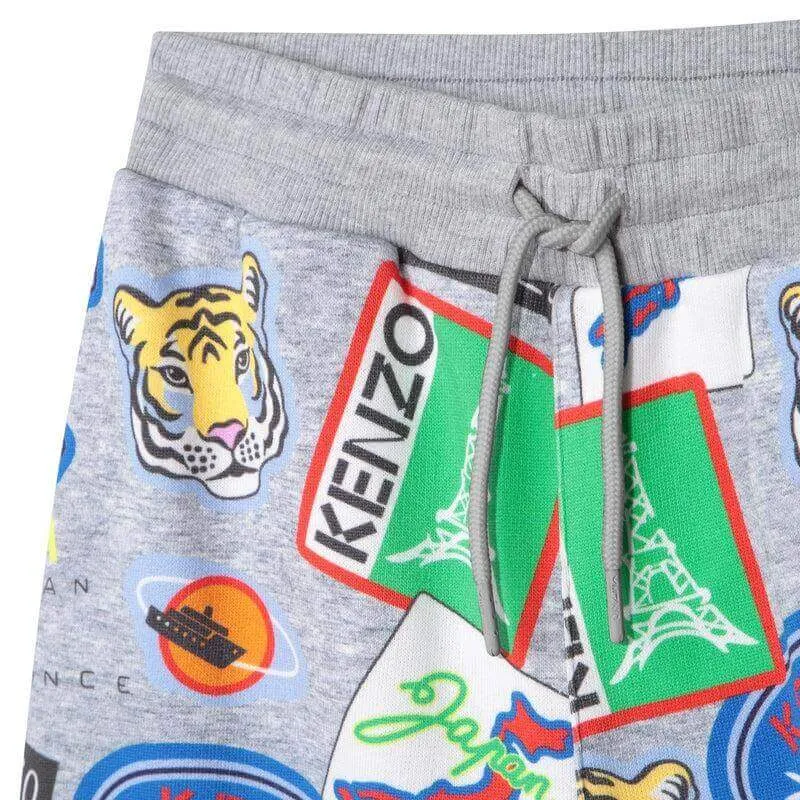 Shorts en coton gris pour garçons avec badge logo
