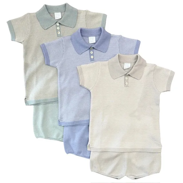 Ensemble court tricoté gris pour garçons