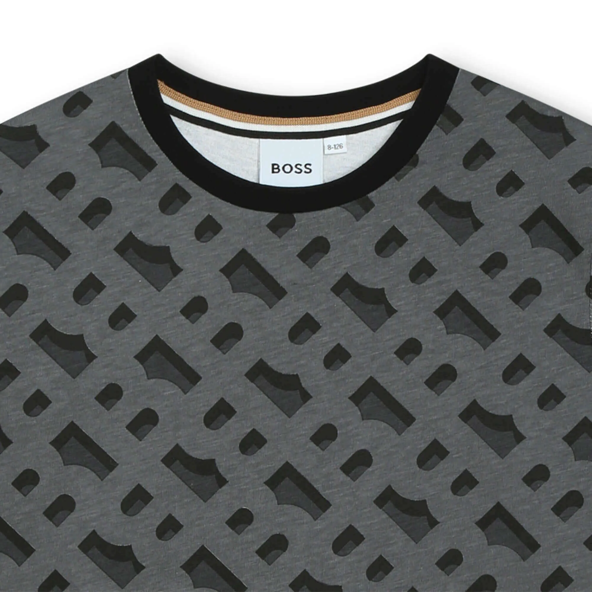 T-shirt pour garçons gris avec impression monogramme