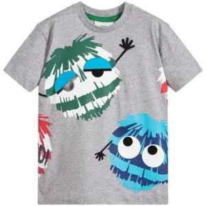 T-shirt gris à pompons pour garçons