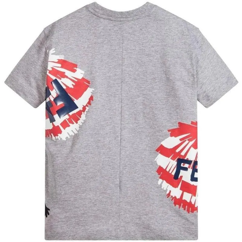 T-shirt gris à pompons pour garçons
