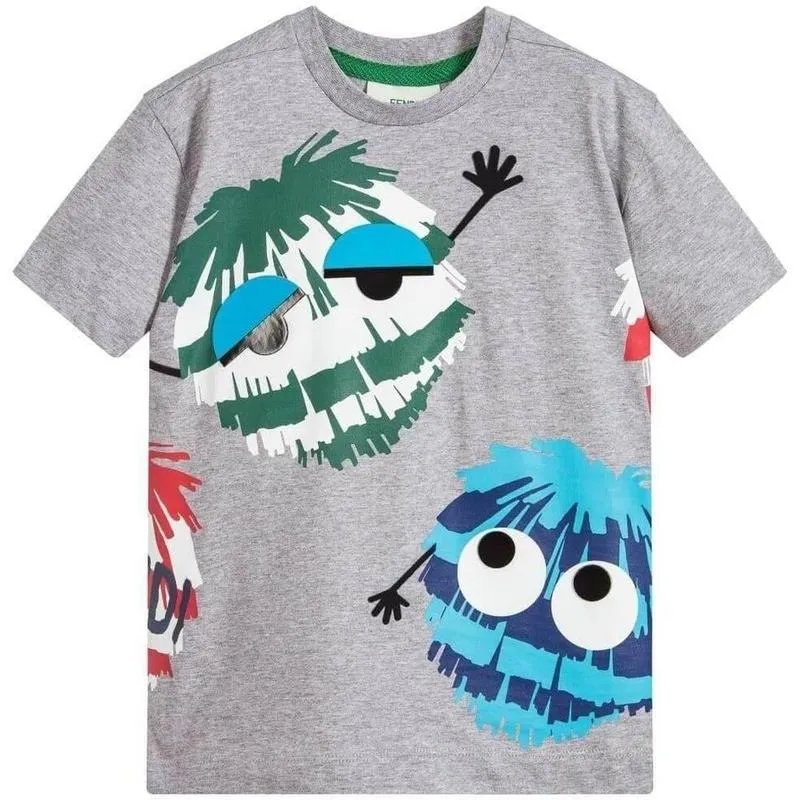 T-shirt gris à pompons pour garçons