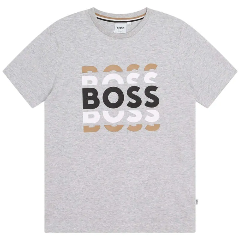 T-shirt en coton à manches courtes gris pour garçons