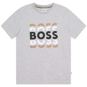 T-shirt en coton à manches courtes gris pour garçons