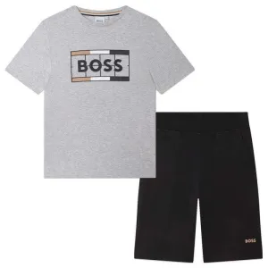Short et T-shirt avec logo de tennis gris pour garçons