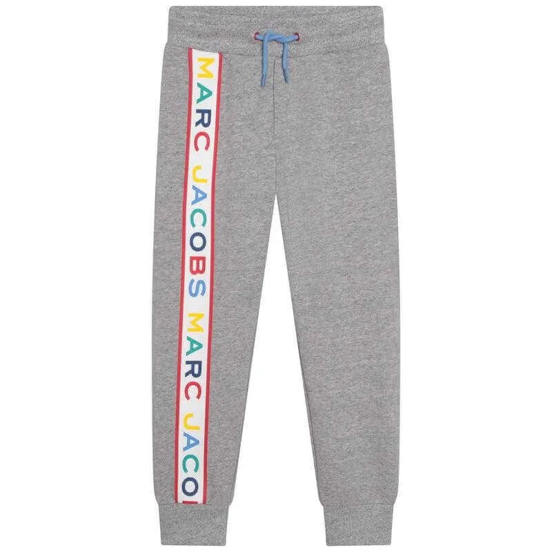 Pantalons de jogging pour garçons avec logo gris vertical