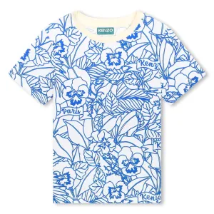 T-shirt pour garçons à imprimé floral ivoire et bleu