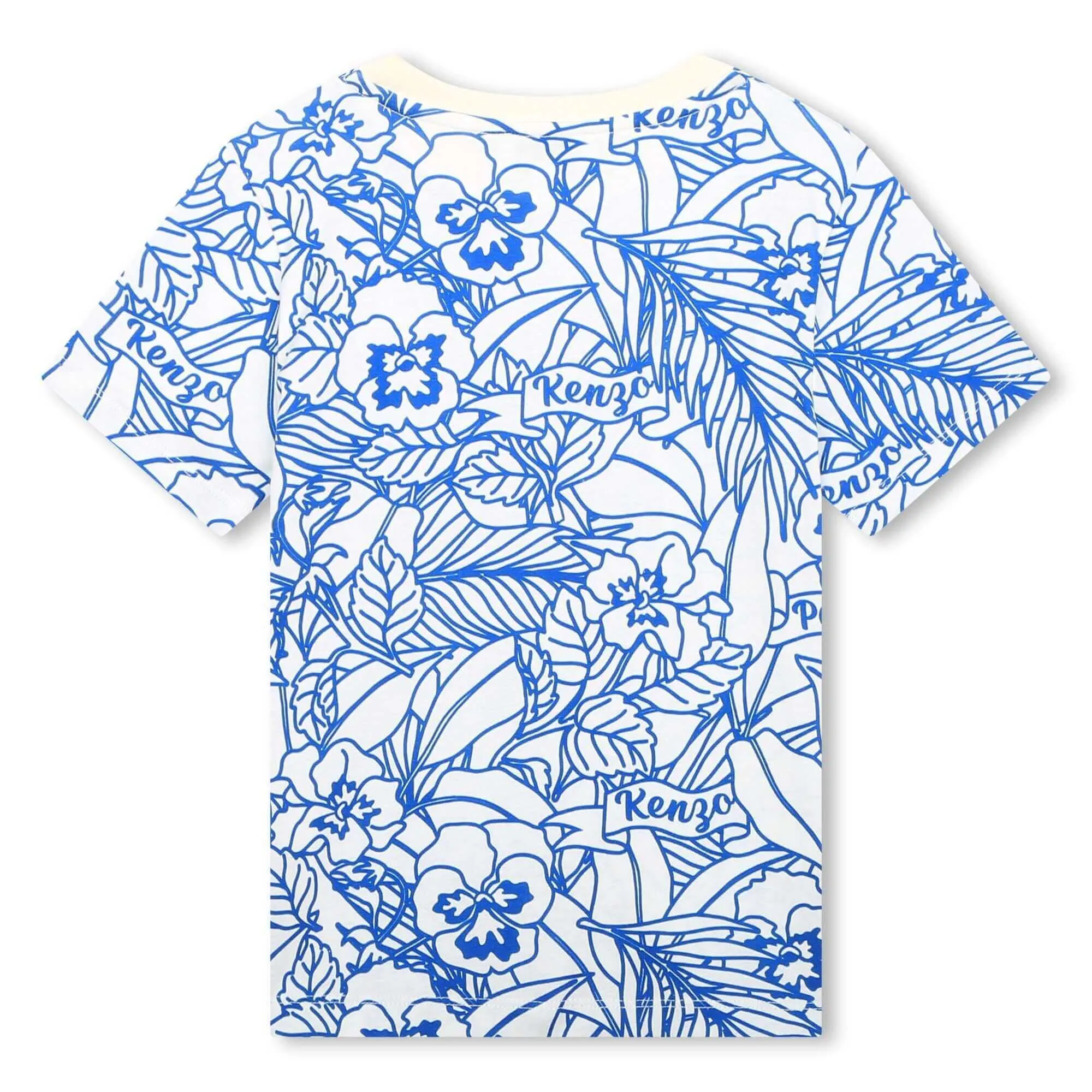 T-shirt pour garçons à imprimé floral ivoire et bleu