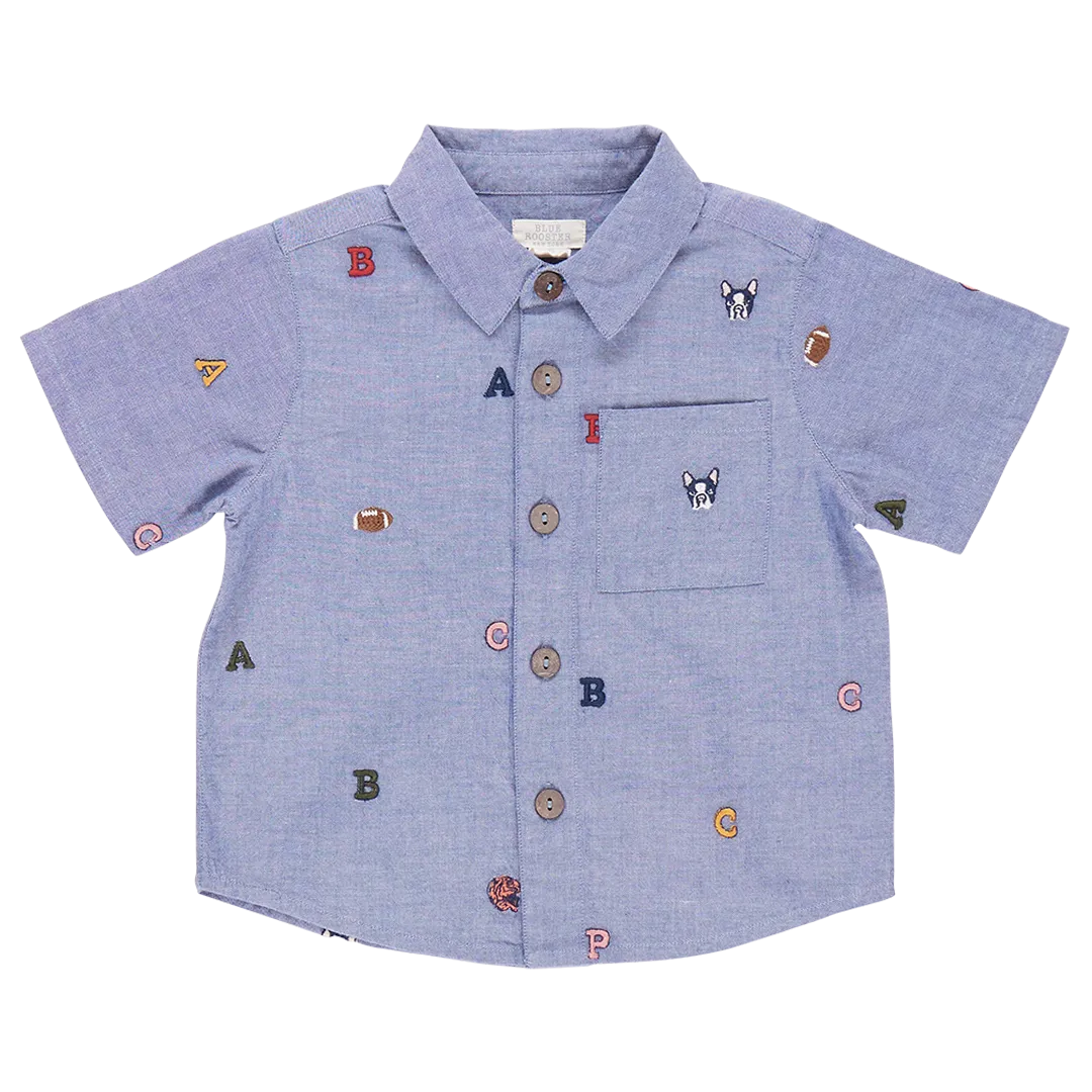Chemise à carreaux pour garçons - Broderie varsity