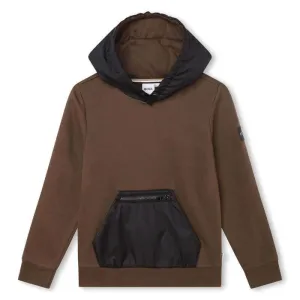Pull à capuche avec poche kaki pour garçons