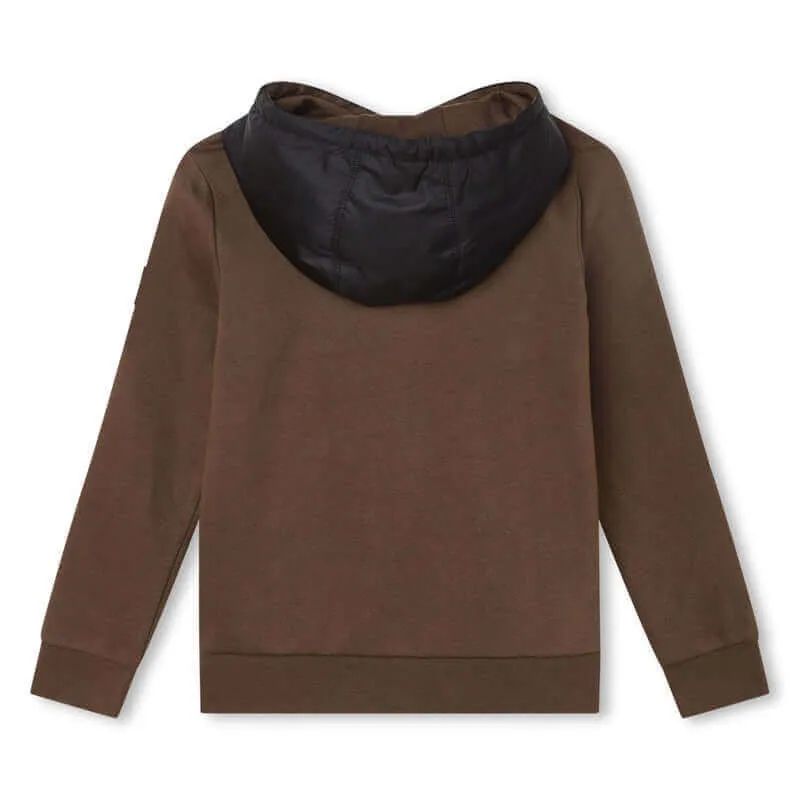Pull à capuche avec poche kaki pour garçons