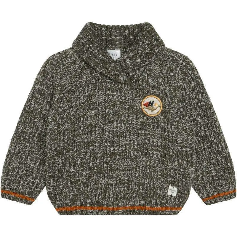 Pull en laine kaki et pantalon pour garçons
